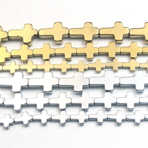 Nem mágneses hematit gyöngyök, Kereszt, galvanizált, DIY & különböző méretű a választás, több színt a választás, Által értékesített Strand