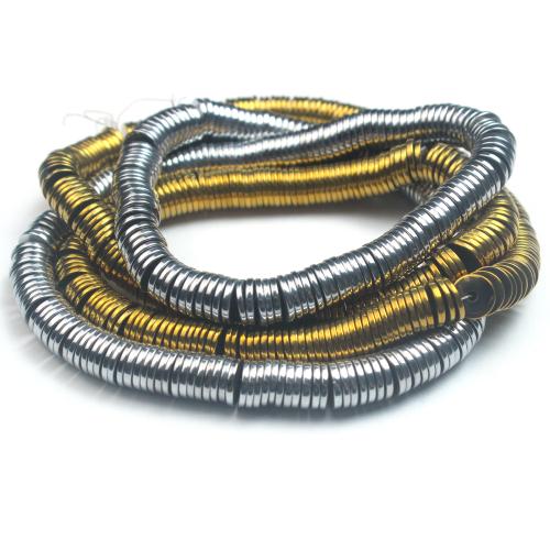 Nem mágneses hematit gyöngyök, Lapos kerek, galvanizált, DIY & különböző méretű a választás, több színt a választás, Lyuk:Kb 0.8-1mm, Által értékesített Strand