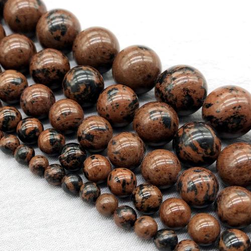 Natural Mahogany Obsidian Beads Round DIY brown Sold Per Approx 37 cm Strand