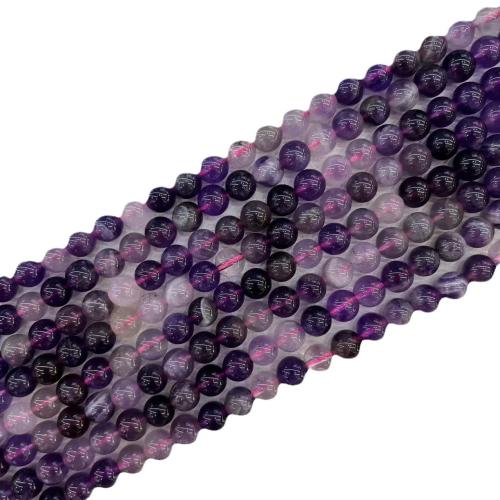 Natural Fluorite Beads Round DIY purple Sold By Strand
