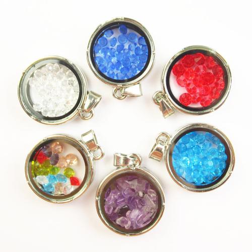 Pendagli in cristallo, with lega in zinco, Cerchio, placcato color oro, DIY, più colori per la scelta, 22x30mm, Venduto da PC