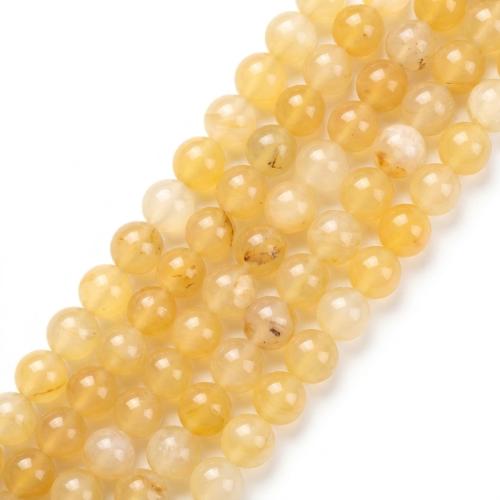 Natural Jade Beads Round DIY yellow Sold By Strand