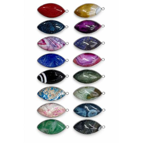 Agate Jewelry Pendants Lace Agate Horse Eye random style & DIY mixed colors Approx 2.5mm Sold By PC