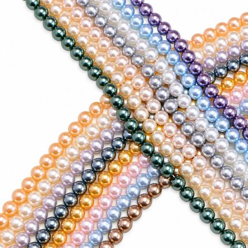 South Sea Shell Pärlor, Shell Pearl, Rund, DIY, fler färger för val, 8mm, Såld Per Ca 38 cm Strand