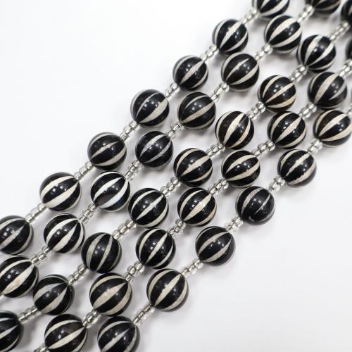 Perles agates, Agate, Rond, DIY & normes différentes pour le choix, blanc et noir, Vendu par brin