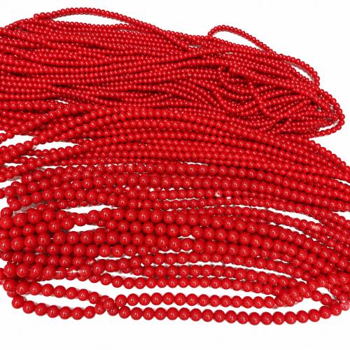 Perline in vetro alla moda, Cerchio, DIY & formato differente per scelta, rosso, Venduto per Appross. 38 cm filo