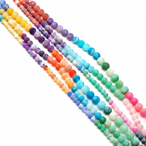 Naturlig effloresce agat pärlor, Rund, DIY & olika storlek för val, flerfärgad, Såld Per Ca 38 cm Strand