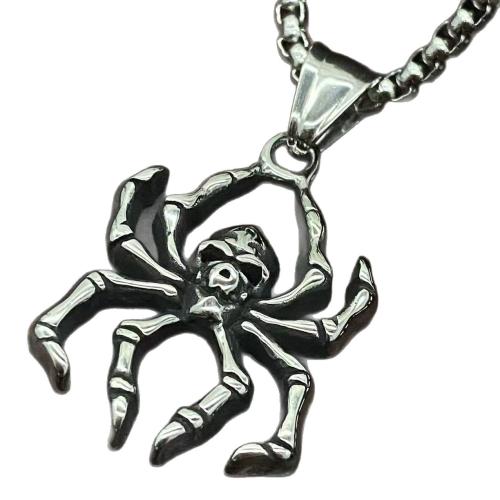 Edelstahl Schädel Anhänger, 304 Edelstahl, Spinne, poliert, DIY & mit Totenkopf-Muster & verschiedene Stile für Wahl, originale Farbe, 32x23mm, verkauft von PC