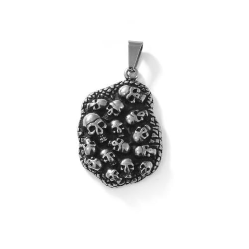 Edelstahl Schmuck Anhänger, 304 Edelstahl, Schädel, Vintage & DIY, originale Farbe, 44mm, verkauft von PC
