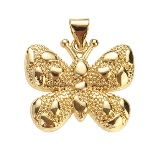Brass Ékszer Medálok, Sárgaréz, Pillangó, valódi aranyozott, DIY, 20x22x3mm, Lyuk:Kb 7x5mm, Által értékesített PC