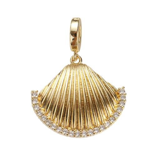 Ciúbach Zirconia siogairlín Micrimhilseogra réiteodh Prás, Shell, óir fíor plated, DIY & micrea réiteach zirconia ciúbach, 24x26x3mm, Poll:Thart 5mm, Díolta De réir PC