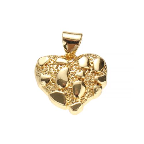 Brass Szív Medálok, Sárgaréz, valódi aranyozott, DIY, 15x15x3mm, Lyuk:Kb 7x5mm, Által értékesített PC