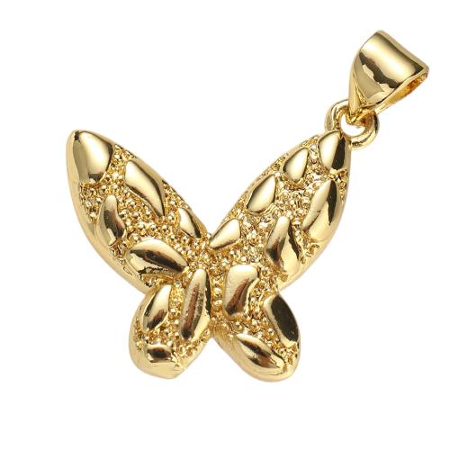 Brass Ékszer Medálok, Sárgaréz, Pillangó, valódi aranyozott, DIY, 18x20x3mm, Lyuk:Kb 7x5mm, Által értékesített PC