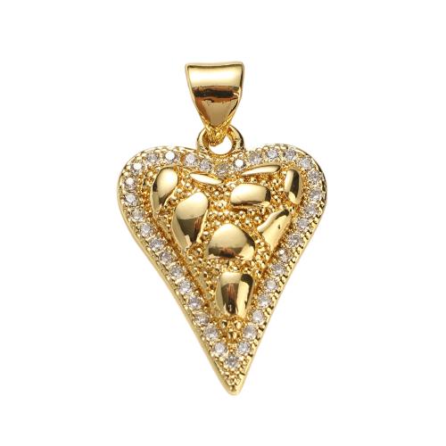 Kubni cirkonij Micro Pave Brass Privjesak, Mesing, Srce, real pozlatom, možete DIY & micro utrti kubni cirkonij, 20x15x3mm, Rupa:Približno 7x5mm, Prodano By PC