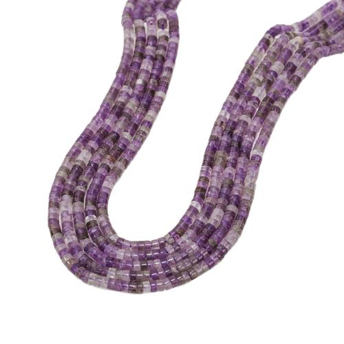 Natürliche Amethyst Perlen, flache Runde, poliert, DIY, 2x4mm, verkauft per ca. 38 cm Strang