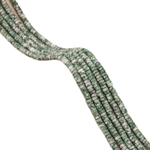 Natural Green Spot Stone Beads Green Dot Stone Flat Round polished DIY Sold Per Approx 38 cm Strand