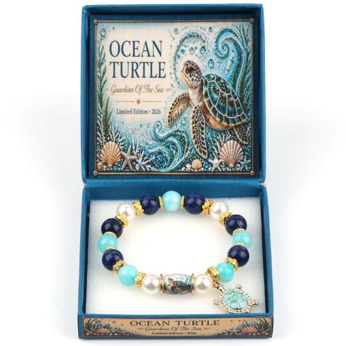 calcedôniavariedade de sílica pulseira, with cristal & Concha de resina & liga de zinco, feito à mão, design do oceano & diferente estilo de embalagem para a escolha & unissex, Mais cores pare escolha, comprimento Aprox 7 inchaltura, vendido por PC