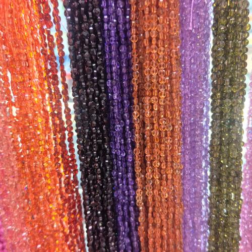 Cubic Zirconia Bead, Flad Rund, du kan DIY & facetteret, flere farver til valg, 4mm, Ca. 95pc'er/Strand, Solgt af Strand