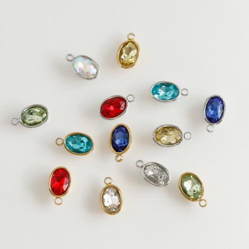 Rhinestone Privjesak, 304 nehrđajućeg čelika, Oval, možete DIY & s Rhinestone, više boja za izbor, 5x9x3mm, Prodano By PC