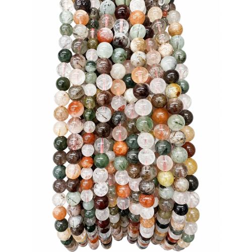 Prirodni kvarc nakit Beads, Rutil kvarc, Krug, možete DIY & različite veličine za izbor, multi-boji, Prodano Per Približno 38 cm Strand