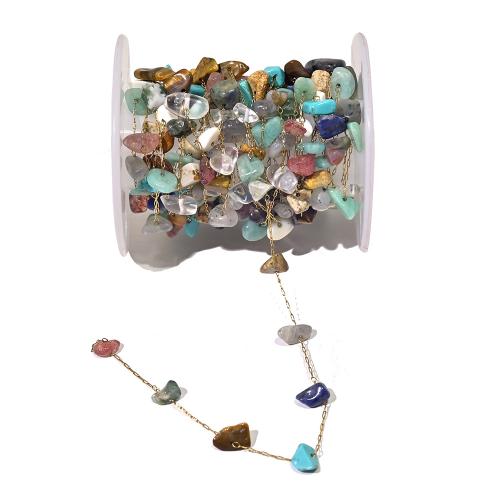 Decorative Beaded Chain 304 Stainless Steel with Gemstone Vacuum Ion Plating DIY  Sold By PC