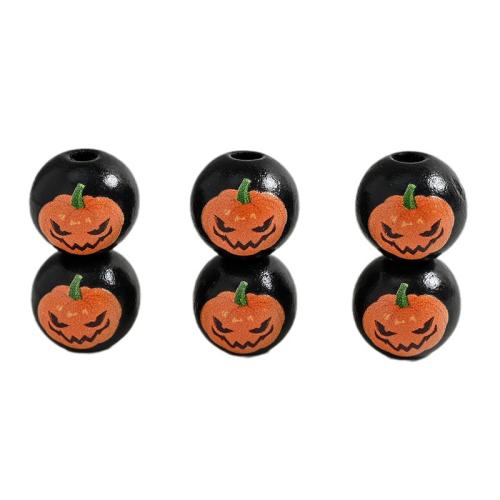 Halloween Schmuck Bead, Holz, rund, Kunstdruck, Design für Halloween & DIY, keine, 16mm, verkauft von PC