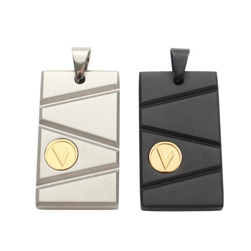 Rustfrit stål Tag Charm, 304 rustfrit stål, forgyldt, du kan DIY, flere farver til valg, 35.60x19.90x3.90mm, Solgt af PC