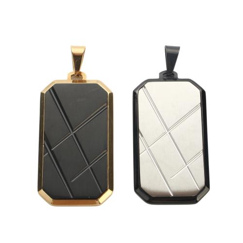 Rustfrit stål Tag Charm, 304 rustfrit stål, Geometrisk mønster, forgyldt, du kan DIY, flere farver til valg, 44.80x23.90x3.90mm, Solgt af PC