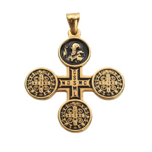 Nerūdijančio plieno Cross Pakabukai, 304 Nerūdijantis plienas, Kirsti, aukso spalva padengtas, Pasidaryk pats & emalė, 50.30x45x2.80mm, Pardavė PC