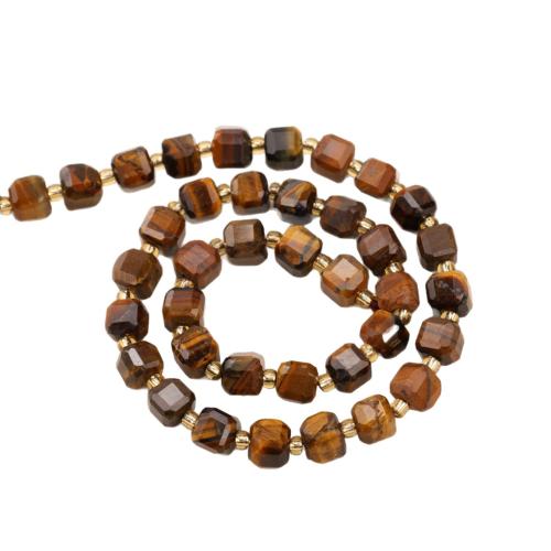 Perles oeil de tigre, cadre, poli, DIY & normes différentes pour le choix & facettes, Jaune, Vendu par Environ 38 cm brin