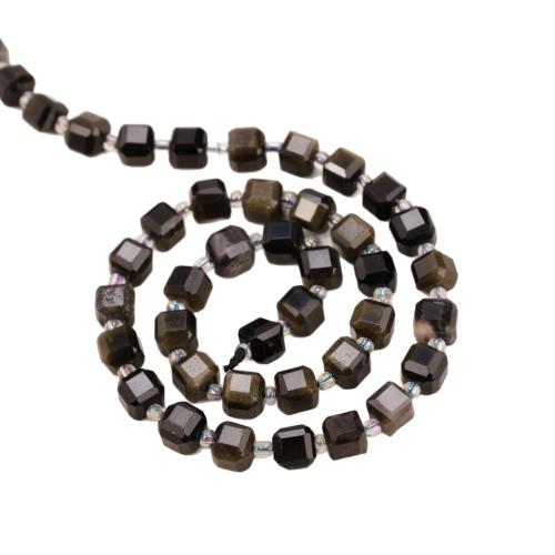 Jalokivi korut Helmet, Gold Obsidian, Neliö, kiiltävä, tee-se-itse & erikokoisia valinnalle & kasvot, Myyty Per N. 38 cm Strand
