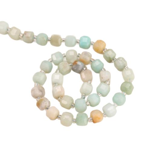 Amazonit Beads, Square, poleret, du kan DIY & forskellig størrelse for valg & facetteret, Solgt Per Ca. 38 cm Strand