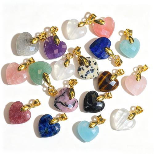 Gemstone Jewelry Pendants with Brass Heart DIY & faceted Sold By PC
