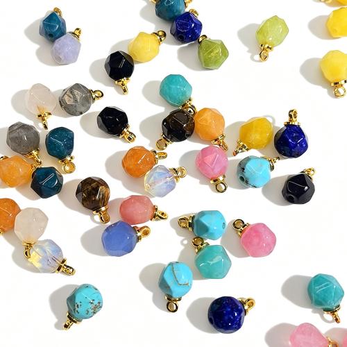 Gemstone Přívěsky Šperky, Drahokam, s 304 Stainless Steel, DIY & různé materiály pro výběr & tváří, 8mm, 5PC/Bag, Prodáno By Bag