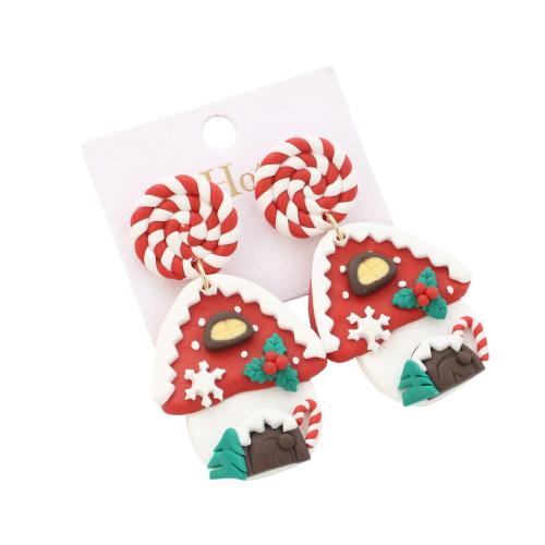 Polymer Clay Buail Earring, Teach, jewelry faisin & do bhean, 56x31x5.50mm, Díolta De réir Péire