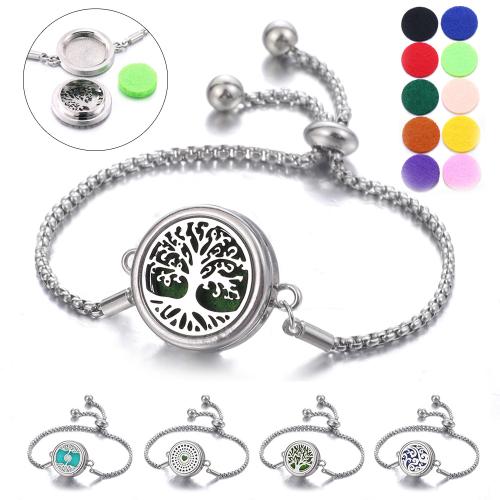 304 Stainless Steel Aromatherapy Bracelet fashion jewelry & for woman pendant size 15mm Length Approx 24 cm Sold By PC