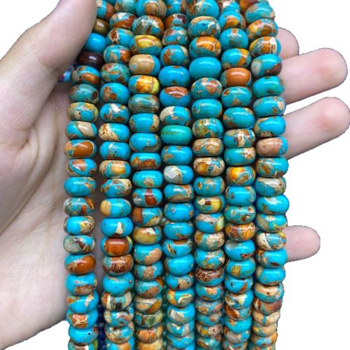 Perles bijoux en pierres gemmes, Jaspe d'impression, abaque, DIY, plus de couleurs à choisir, 6x10mm, Environ 61PC/brin, Vendu par brin