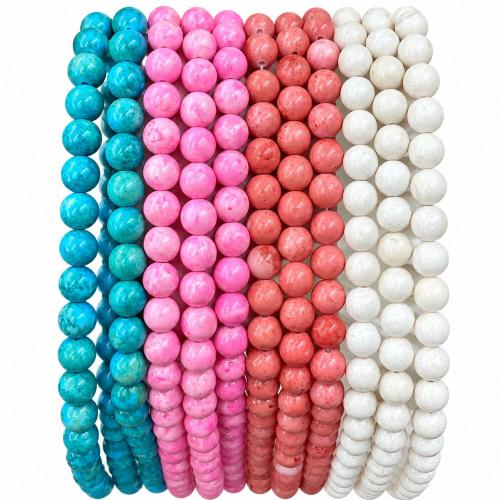 Perles bijoux en pierres gemmes, marbre teint, Rond, poli, DIY & normes différentes pour le choix, plus de couleurs à choisir, Vendu par Environ 38 cm brin