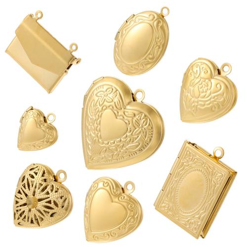 Pendentifs de médaillon en alliage de zinc, Acier inoxydable 304, Placage de couleur d'or, DIY & styles différents pour le choix, Vendu par PC