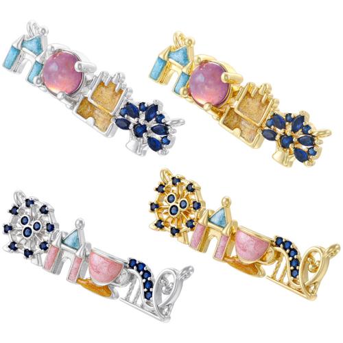 Pendentifs strass en laiton, Château, Placage, DIY & styles différents pour le choix & émail & avec strass, Vendu par PC