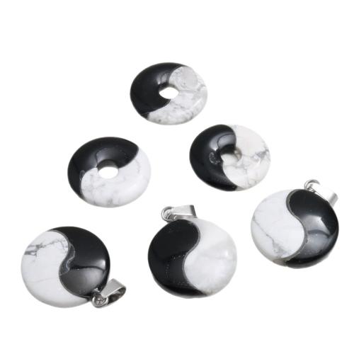 Bijoux Pendentifs en pierres gemmes, Obsidienne, avec Magnésite, DIY & styles différents pour le choix, 25mm, Vendu par brin