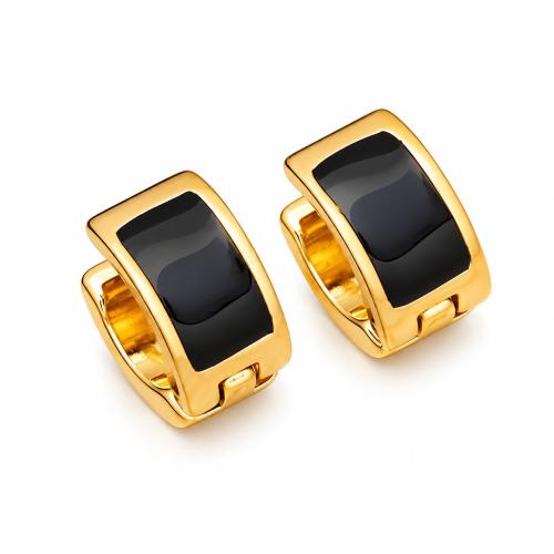 Acier inoxydable 304 Huggie Anneau d'oreille, Placage de couleur d'or, pour femme & émail, plus de couleurs à choisir, 10mm, Vendu par paire