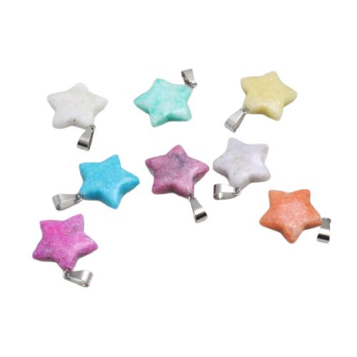 Bijoux Pendentifs en pierres gemmes, Pierre naturelle, avec Acier inoxydable 304, étoile, teints & DIY, plus de couleurs à choisir, 20x6mm, Vendu par PC