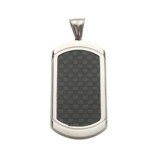 accessoire d'étiquette en inox , Acier inoxydable 304, avec Fibre de carbone, Motif géométrique, DIY, couleur originale, 45.80x23.50x3.90mm, Vendu par PC