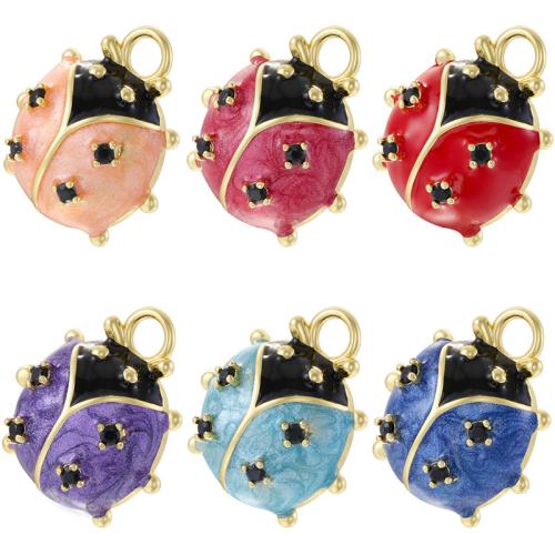 Bijoux pendentifs en laiton, Insecte, Placage de couleur d'or, DIY & émail, plus de couleurs à choisir, 20x23mm, Vendu par PC