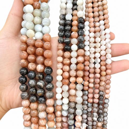 Perles Pierre de lune, Moonstone, Rond, poli, DIY & normes différentes pour le choix, multicolore, Vendu par Environ 38 cm brin