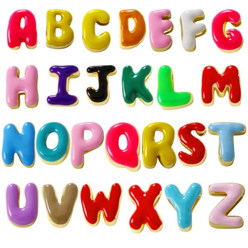 Bijoux pendentifs en laiton, Lettre d’alphabet, Placage de couleur d'or, DIY & styles différents pour le choix & émail, Vendu par PC