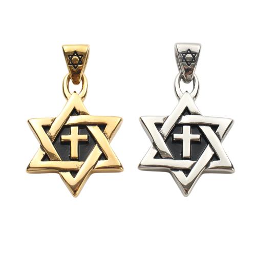 Pendentifs en acier inoxydable de la Croix-, Acier inoxydable 304, Hexagram, Placage, avec crosse modèle & DIY & émail, plus de couleurs à choisir, 40.70x28.40x4.10mm, Vendu par PC