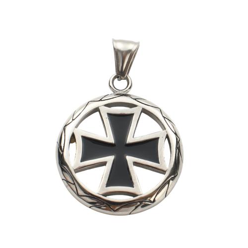 Pendentifs en acier inoxydable de la Croix-, Acier inoxydable 304, avec crosse modèle & DIY & émail, couleur originale, 30.80x36.50x3.10mm, Vendu par PC