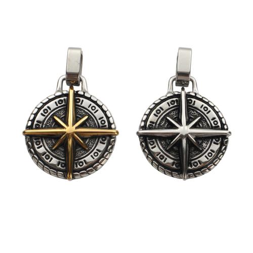 Bijoux pendentifs en acier inoxydable , Acier inoxydable 304, Boussole, Placage, DIY & noircir, plus de couleurs à choisir, 32.50x27.60x4.70mm, Vendu par PC